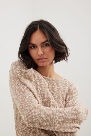 Beige Pull en tricot mélangé
