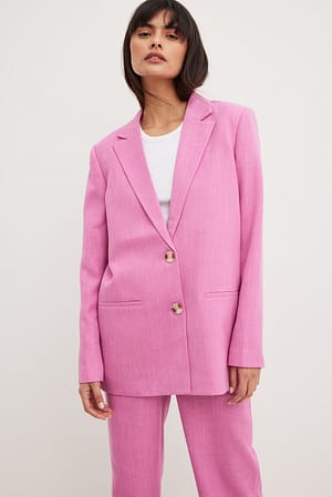 Pink Blazer coupe standard en matière mélangée