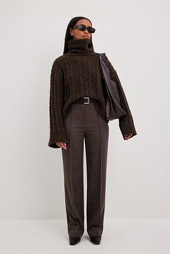 Mid High Waist Seamline Suit Pants Outfit