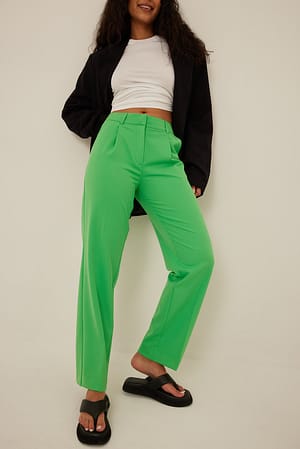 Green Pantalon de costume taille mi-haute