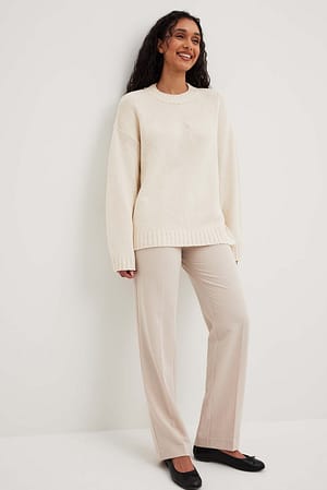 Beige Pantalon de costume taille mi-haute