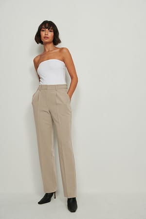Taupe Pantalon de costume taille mi-haute