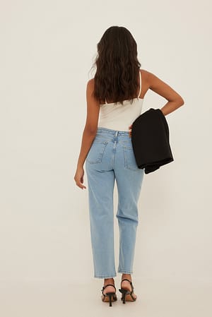 Light Blue Jean slim taille mi-haute