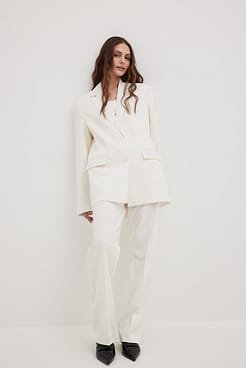 Mid Waist Straight Leg Suit Pants Outfit
