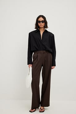 Mid Waist Straight Leg Suit Pants Outfit