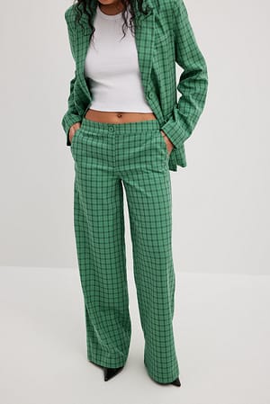 Green Check Pantalon de costume taille mi-haute