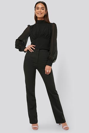 Black Misslisibell x NA-KD Waist Detail Bootcut Pants