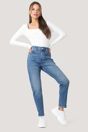 Mid Blue NA-KD Jean Mom
