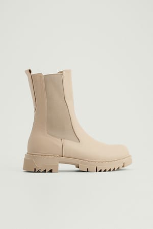 Beige Bottines en cuir