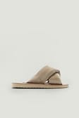 Dusty Sand Pantoufles en velours bouffantes