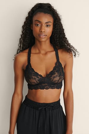 Black Haut en dentelle souple à dos nageur