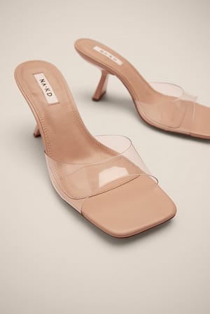 Light Beige Chaussures à talon coudé transparent
