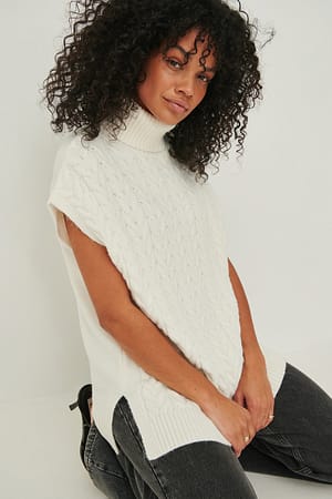 Offwhite Gilet en maille côtelée à col montant