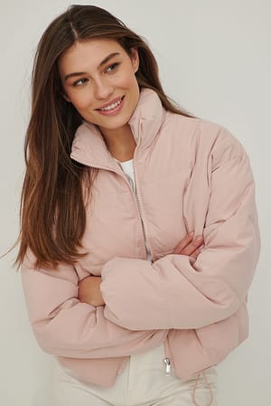 Dusty Light Pink Veste courte matelassée