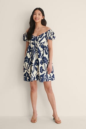Jungle Print Robe mini à épaules dénudées