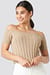 Off Shoulder Ribbed Knitted Top