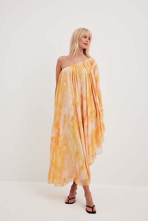Lemon Color Block Comfort Robe midi en mousseline