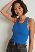 Dark Blue Tank-top côtelé