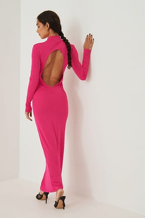 Pink Maxi robe dos plongeant recyclée