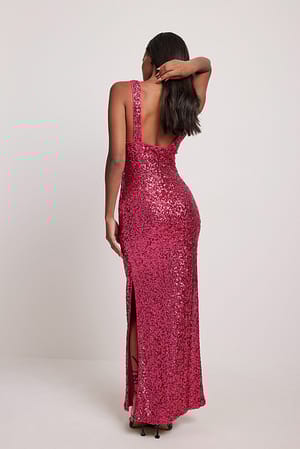 Pink Maxi robe à paillettes dos ouvert
