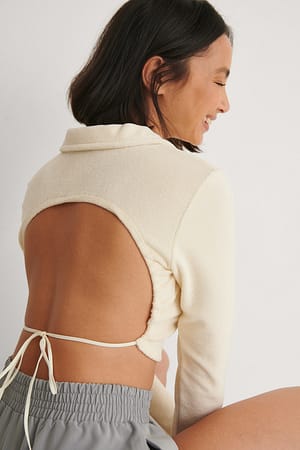 Off White NA-KD Trend Haut Ouvert Dans Le Dos