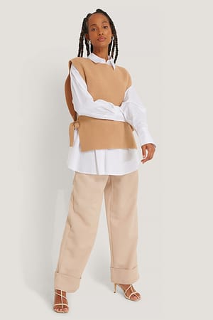 Beige NA-KD Trend Gilet En Tricot Ouvert Sur Le Côté