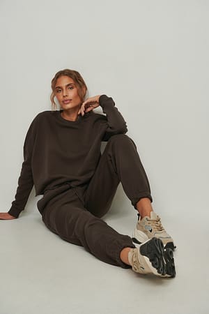 Brown Pantalon de survêtement brossé à cordon