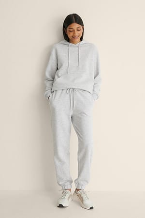 Light Grey Melange Pantalon de survêtement brossé à cordon