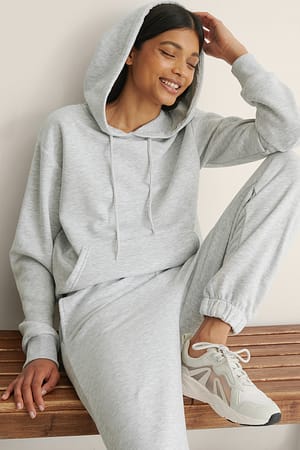 Light Grey Melange Hoodie en peluche surdimensionné