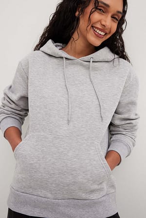 Grey Melange Hoodie en peluche surdimensionné