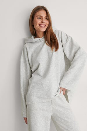 Grey Melange Sweatshirt à capuche oversize bio