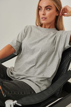 Grey Melange T-shirt à col rond oversize bio