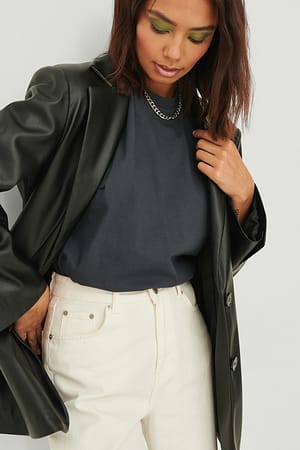 Off Black T-shirt à col rond oversize bio