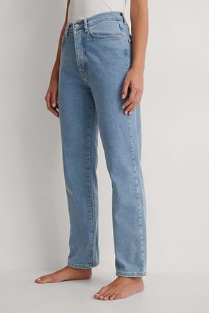 Light Blue Jean droit taille haute