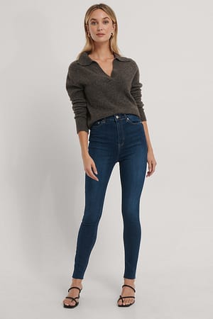 Dark Blue NA-KD Reborn Jean slim taille très haute
