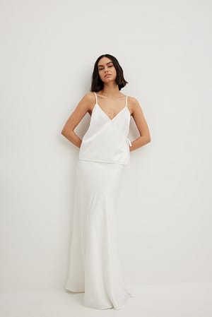 Off White Débardeur cache-cœur en tissu satiné