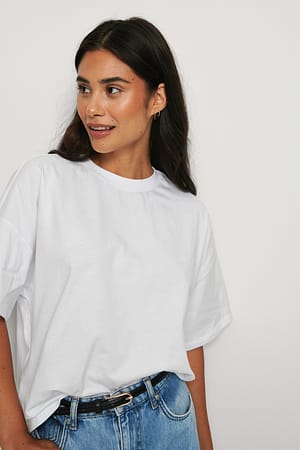 White T-shirt surdimensionné à manches 3/4