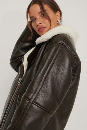 Brown NA-KD Trend Veste Surdimensionnée