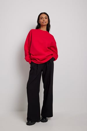 Red Sweatshirt brossé oversize