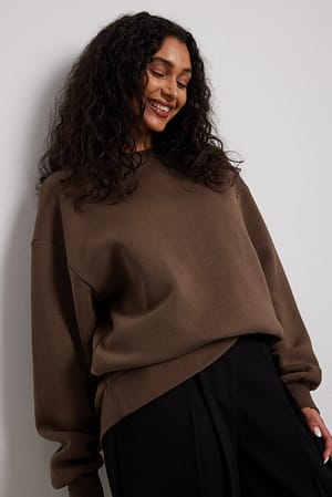 Brown Sweatshirt brossé oversize