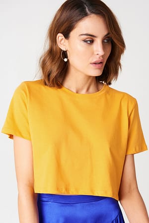 Orange Oversized Cropped Tee