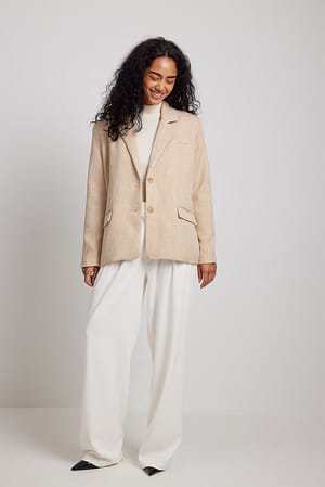Latte Blazer oversize ornementé