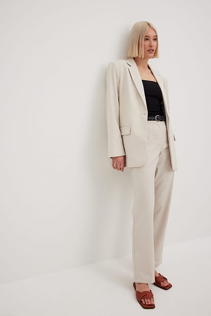 Cream Blazer oversize cintré
