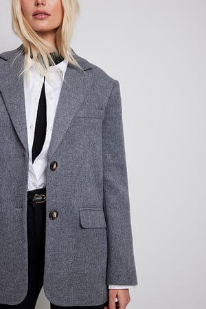 Grey Blazer oversize en laine