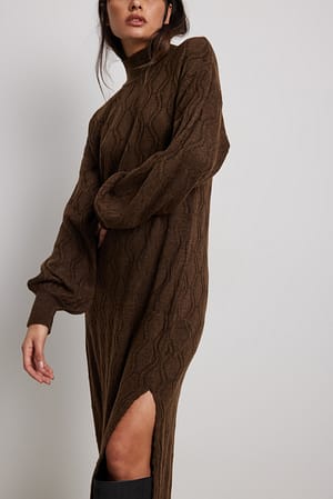 Brown Robe longue oversize en maille