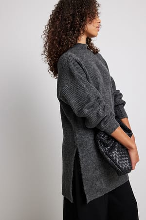 Dark Grey Melange Pull surdimensionné