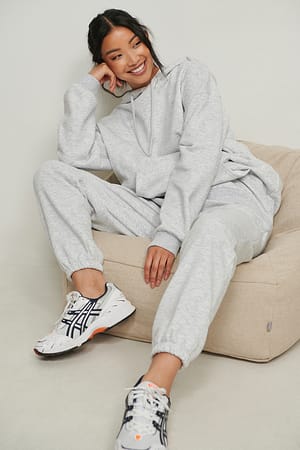 Light Grey Melange Hoodie surdimensionné