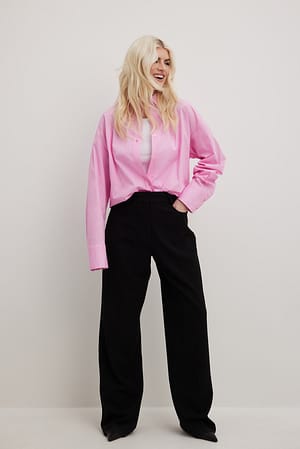 Pink Chemise oversize en coton à manches longues