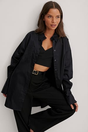 Black Chemise surdimensionnée à poches