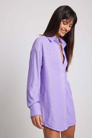 Purple Robe chemise oversize à sequins